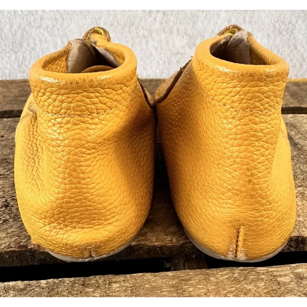 Baby Shoes Mocs Little Piggies Yellow Leather Sz 2-3Y (6 in Length)